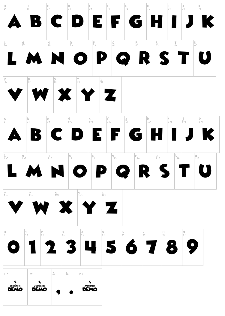 Wicked Mouse font map